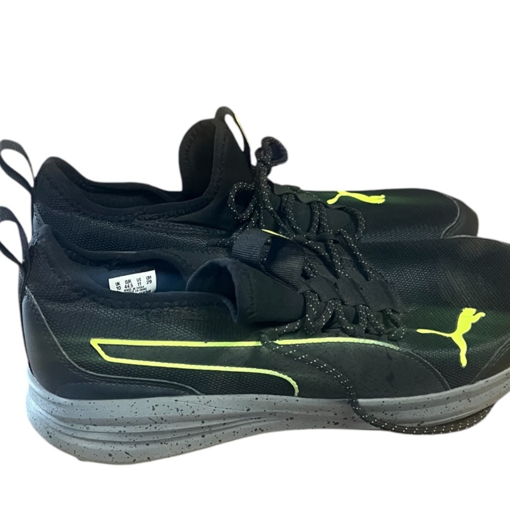 Puma Black and Neon Green Sneakers